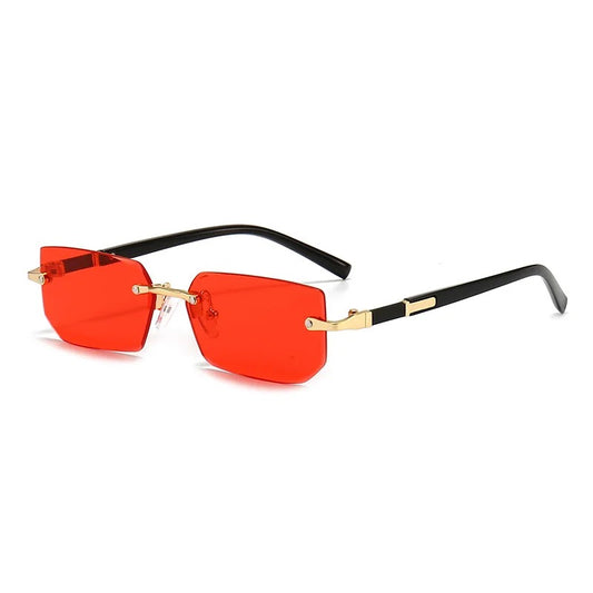 Red and Gold Rimless Glasses